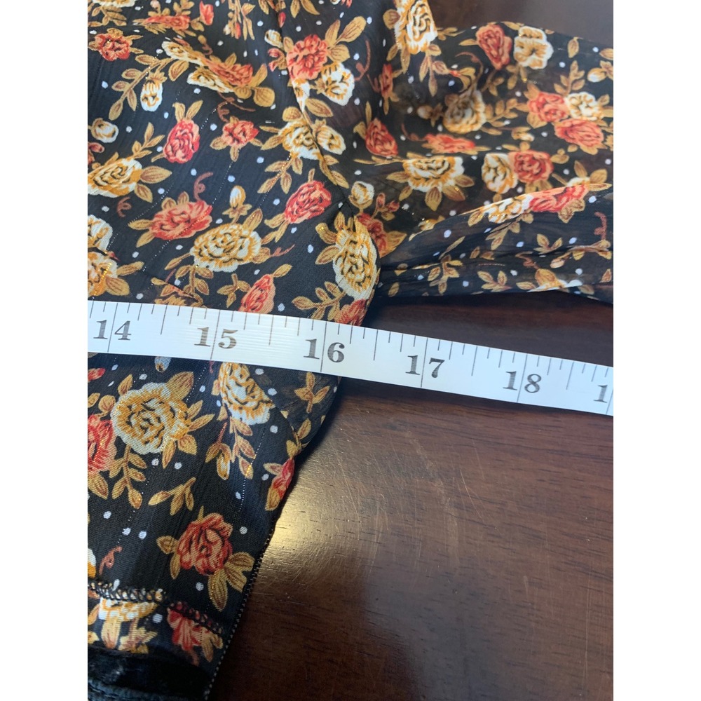 Nasty Gal Collection Floral Mini Dress Bell Sleeve Boho Black Gold US 2 - Picture 10 of 11